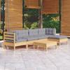 Day and Night - Day and Night Garden Furniture Set 6 Pieces and Gray Pine Wood Cushions