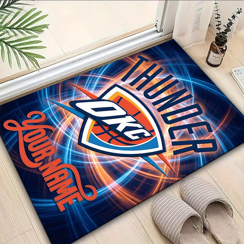 Custom Name Rug Thunder Basketball Team Area Rug Suitable for Indoor And Outdoor,Carpets for Homes, Offices,Living Rooms,Home Decor,Christmas Gift