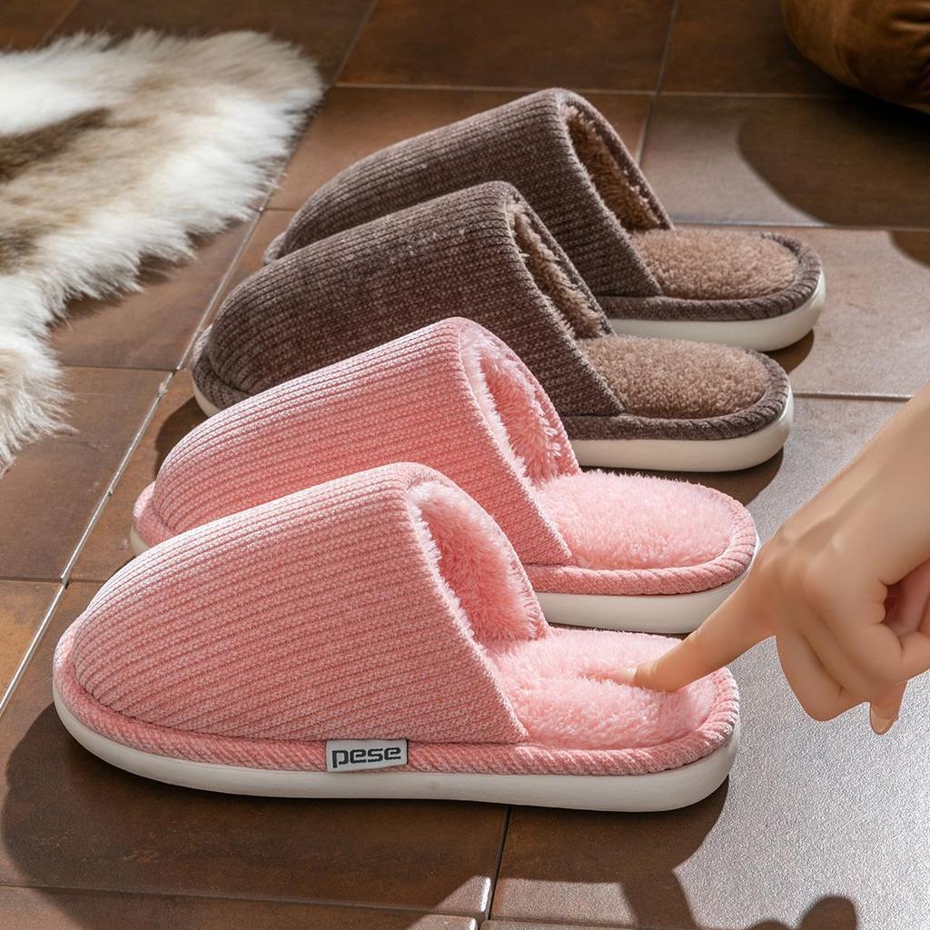 Cotton slippers winter 2025 new home cotton drag couple home indoor non-slip autumn and winter wool slippers