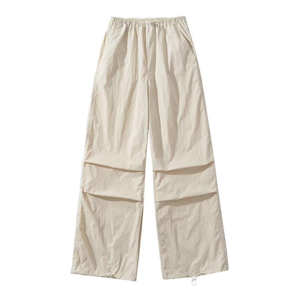 

Рабочие брюки для женщин, летние, новые, парашютные, тонкие, прямые, свободные, с завязками на шнурке, повседневные брюки, брюки в стиле хип-хоп L