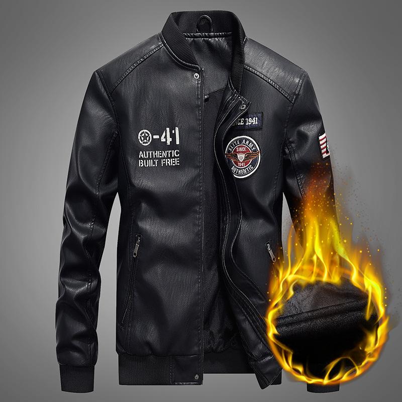 Men's PU Leather Jacket Autumn and Winter New Men's Stand-up Collar Loose Casual Large Size Autumn Men's Coat