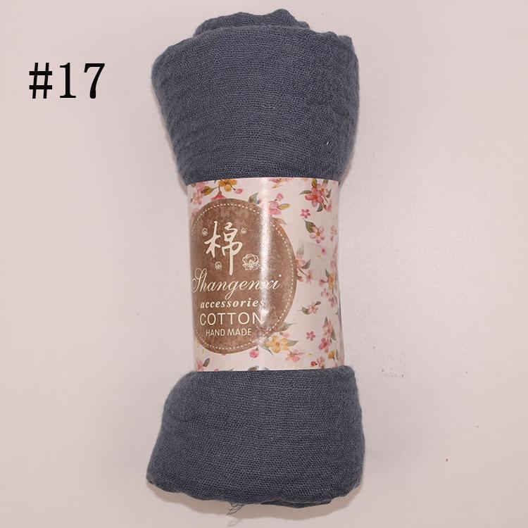 Muslim Women Solid Color Scarf Shawl Cotton Crinkle Hijab