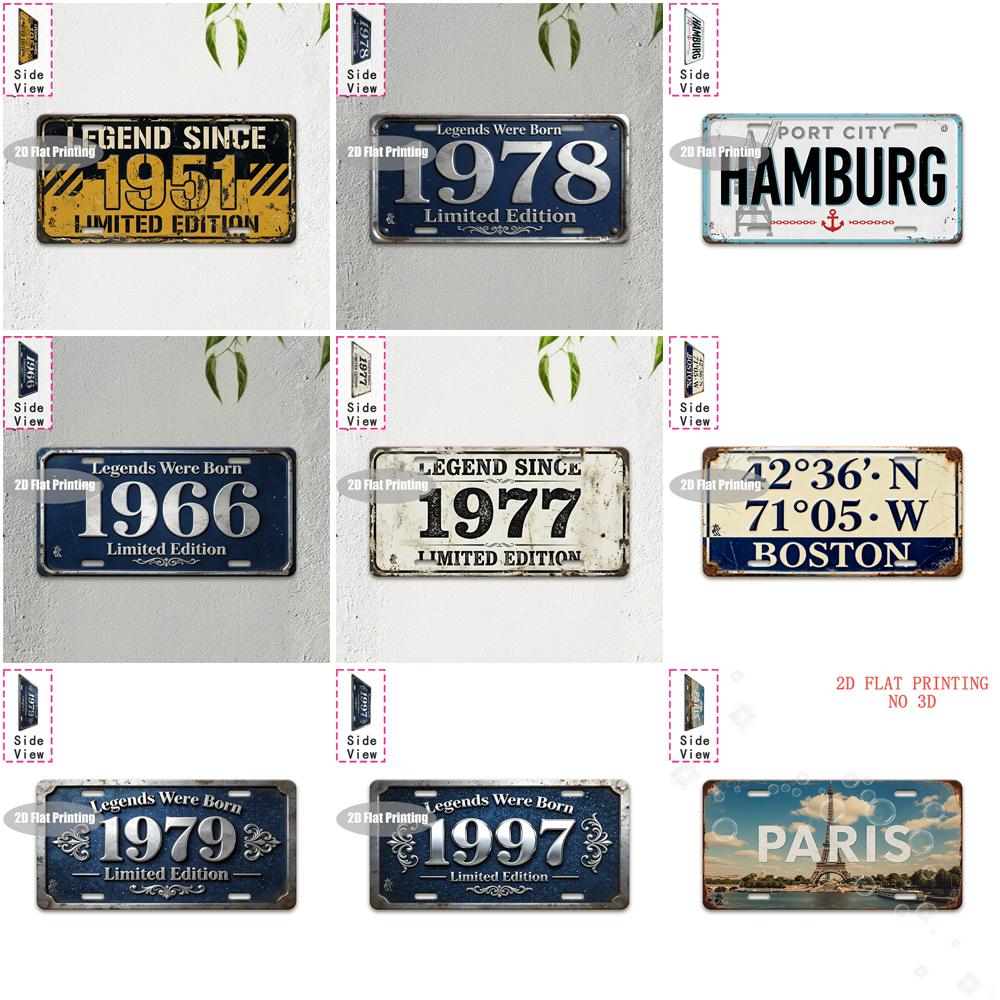 Tin Sign Vintage Durable Metal Plaque Wall Decor Home Office Bar Man Cave European American City Coordinate Birth Year Lice