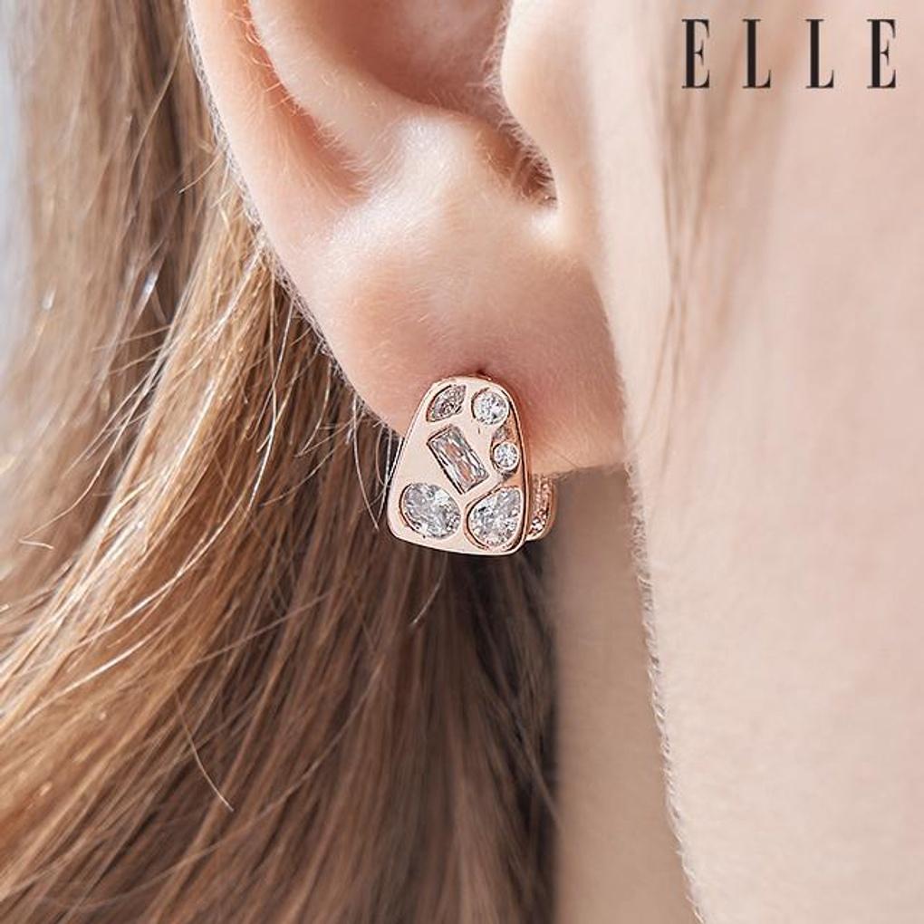 [ELLE Jewelry] 14K GF White Glass One-Touch Earrings ELGPEE538