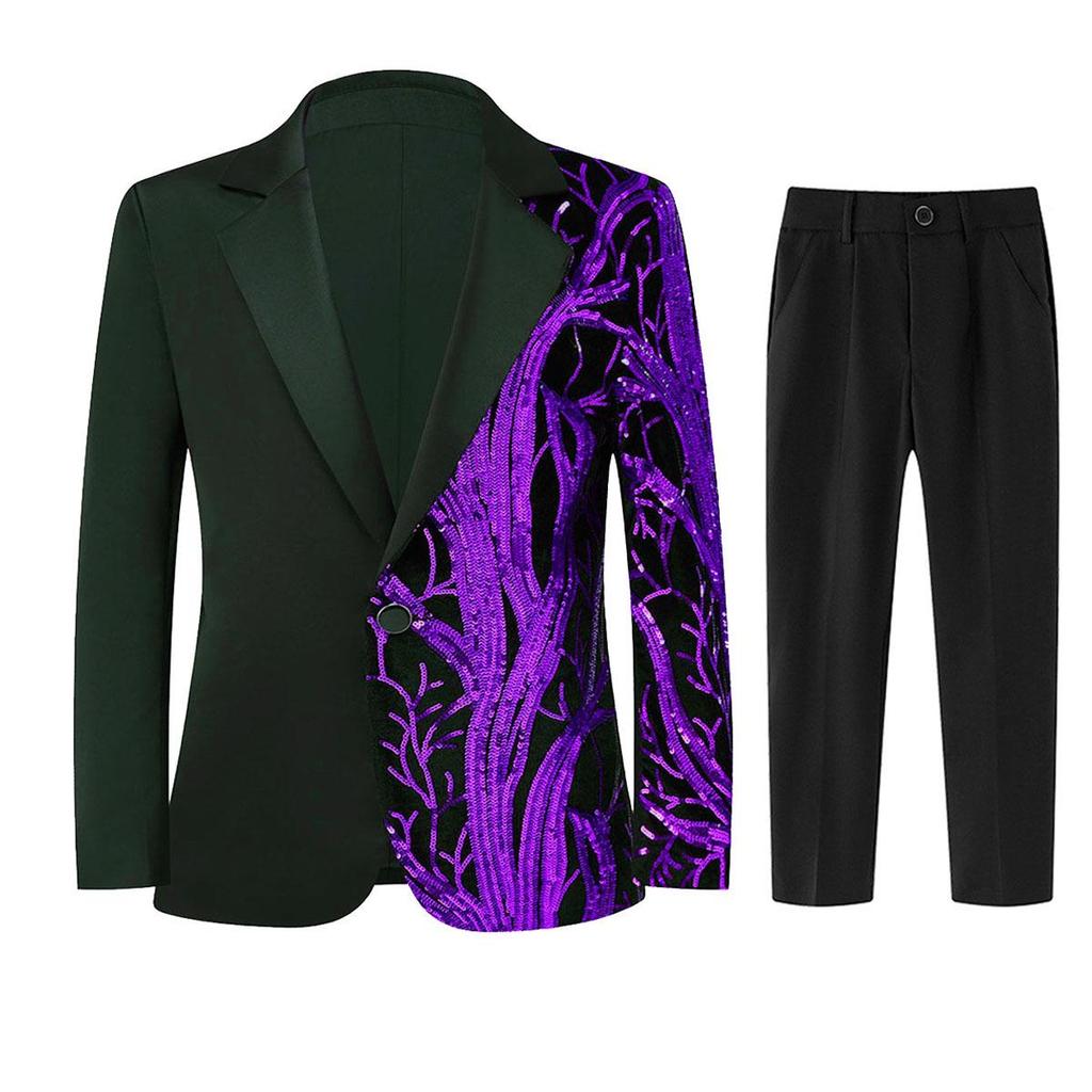 Jungen Glitzer Schimmernder Lässiger Blazer - Trendige Leichte Luxusjacke