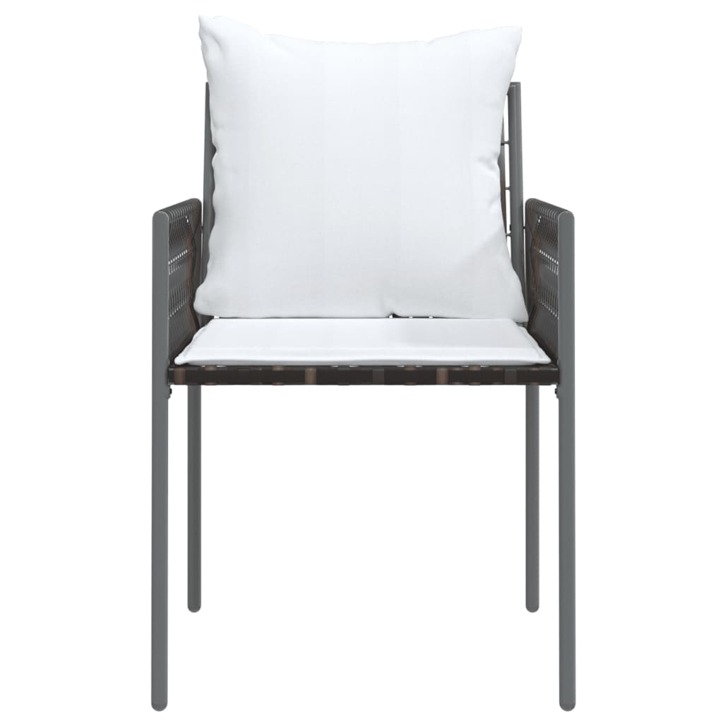 Garden Chairs with Cushions 2 pcs Brown 54 x 61 x 83 cm Poly Rattan