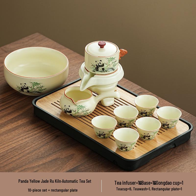 Panda Ru Kiln Kung Fu Tea Set: 2024 Gaiwan & Teapot, Ideal for Home or Gift