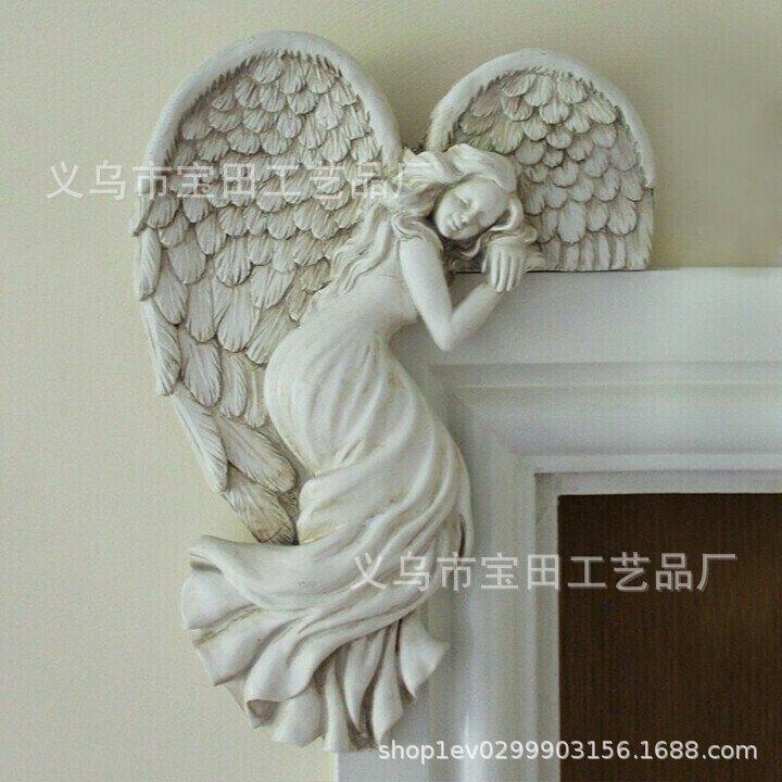 Дверной проем Ангельские крылья Настенное искусство Скульптура Орнамент Полимерные изделия Домашнее украшение