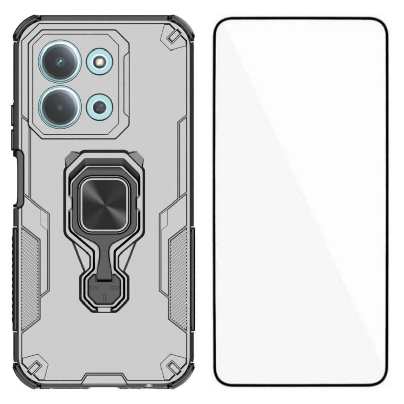 For Xiaomi Redmi 15C 4G (Global) (171mm) Phone Case WANLONFENG PC TPU Back Cover Kickstand with Tempered Glass