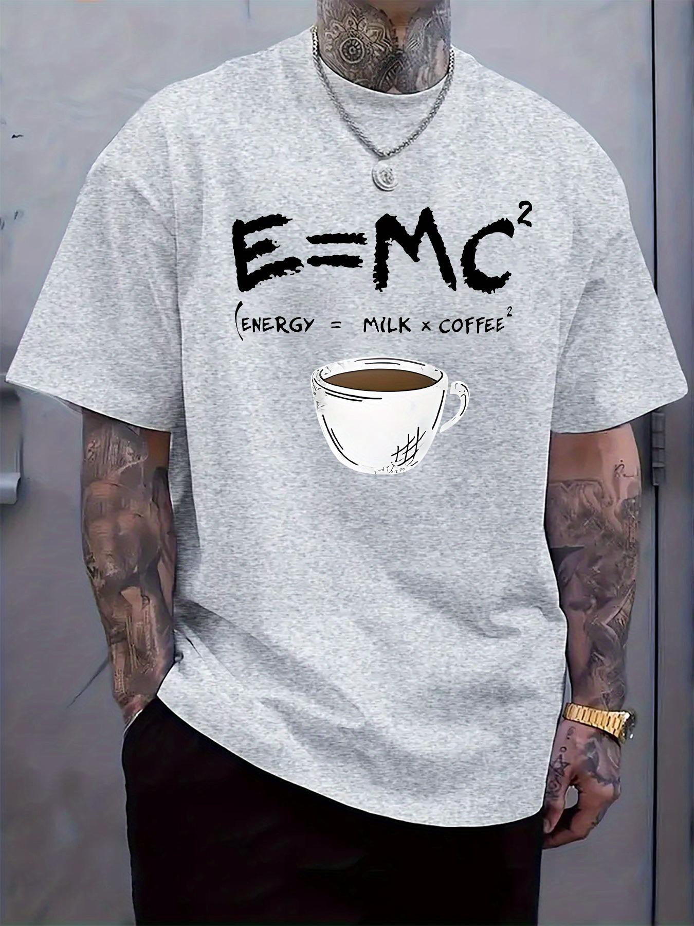 Casual Crew Neck Tshirt with Coffee Energy Fun Formula Print XL