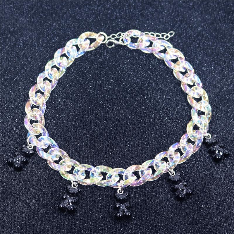 Shining Acrylic Handmade Candy Color Cute Judy Cartoon Bear Charm Necklace For Women Girl Daily Jewelry Party Gifts