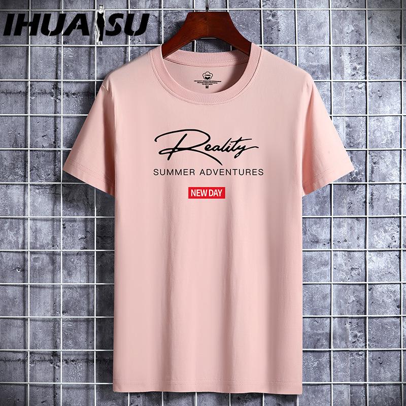 IHUASU Cotton Short Sleeve T-shirt Men's Fashion Loose Half Sleeve Shirt Printed Compassionate Shirt