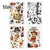 Electrostatic Glue Free Glass Film Halloween Static Window Clings, Removable Decals with Pumpkin Skull Bat Spider Funny Skeleton Jackolantern Stickers