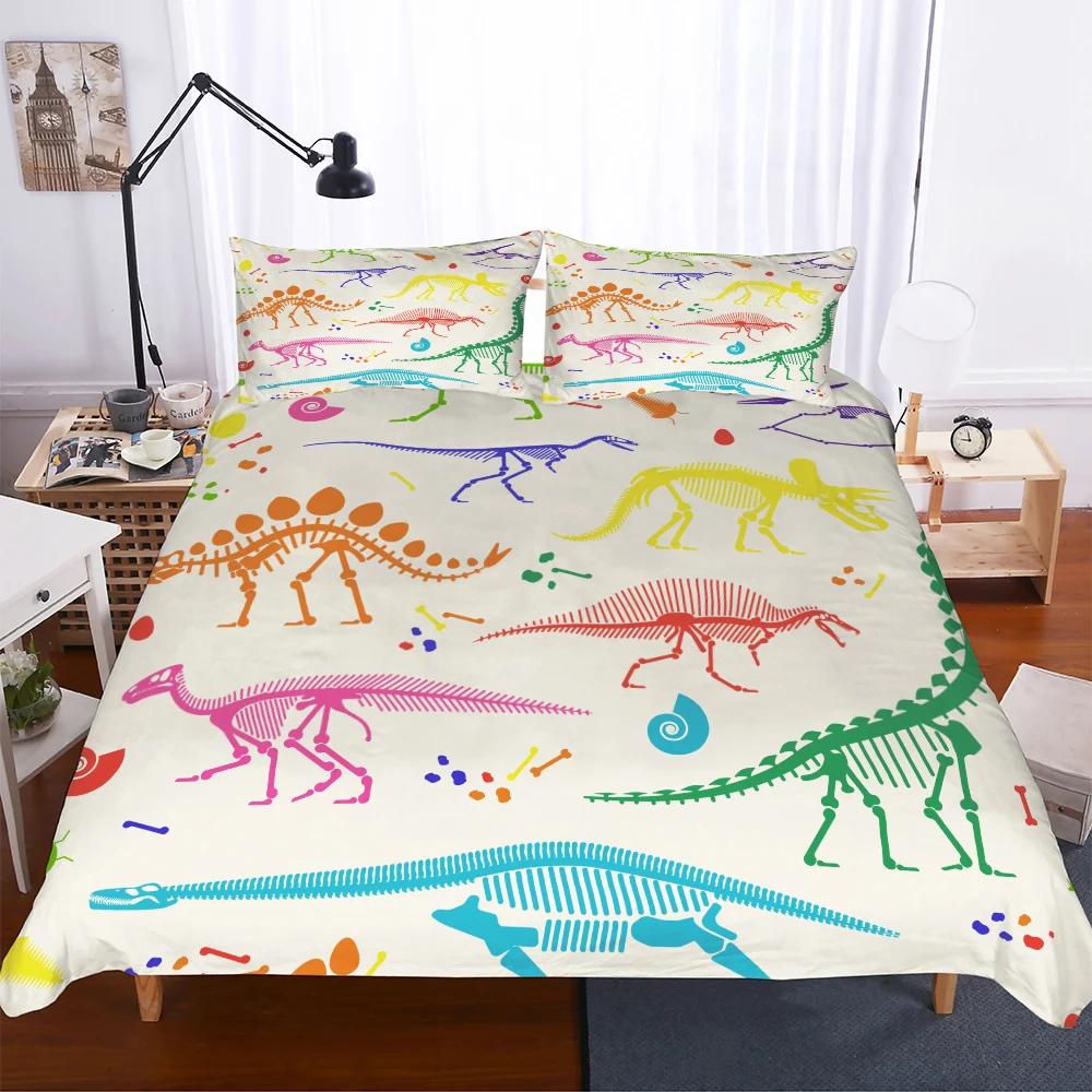 Jurassic Period Dinosaur Bedding Set, Print Cartoon Animals Birthday Gift For Boys 135X200 Cm Duvet Cover With Pillowcase 2/3Pcs