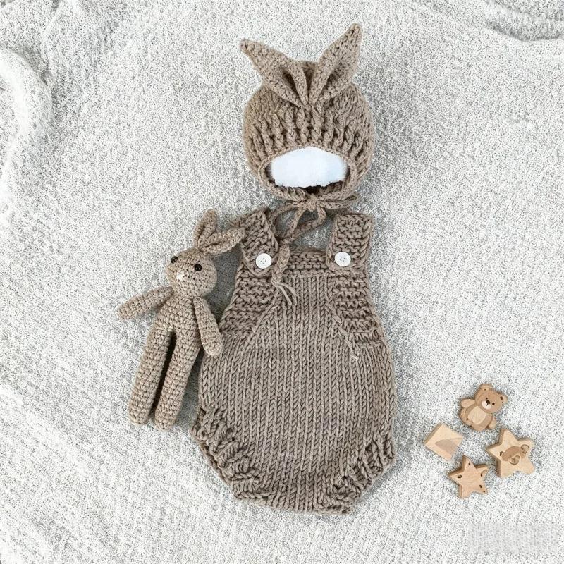 Children's Baby Photography Clothing Cute Knitted Sweater with Hat Soft Comfortable Winter Warm Outfit Ideal Newborn Photoshoots