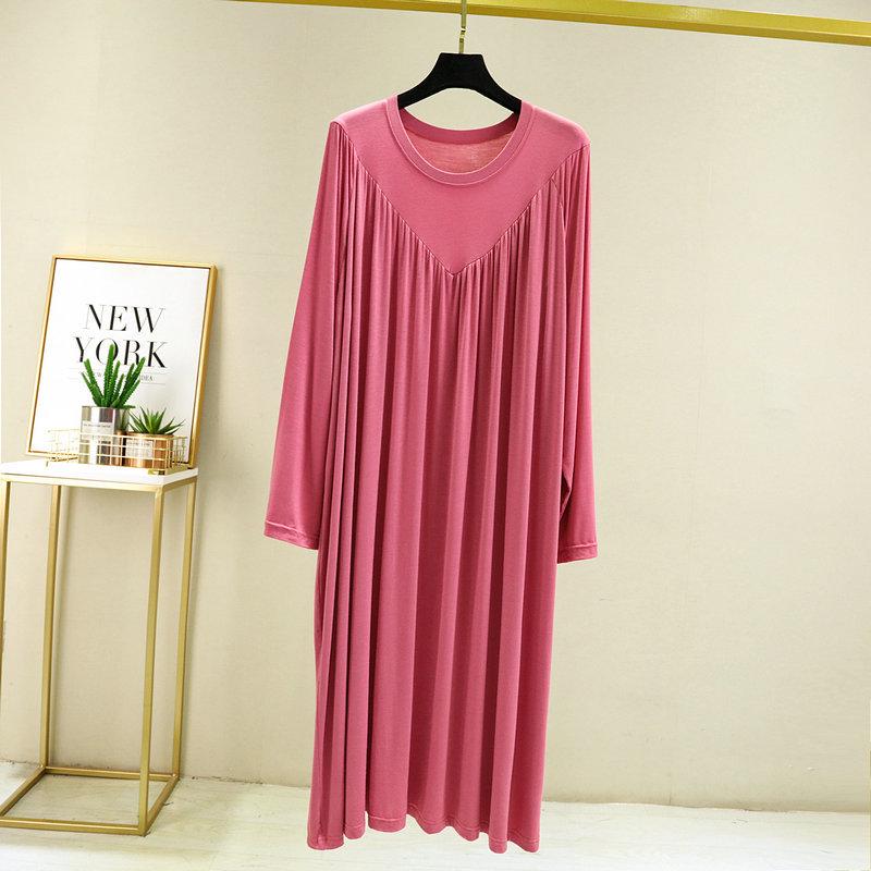 V-Neck Pleated Modal Cotton Long Nightdress - Women's Spring/Summer 2022 Collection