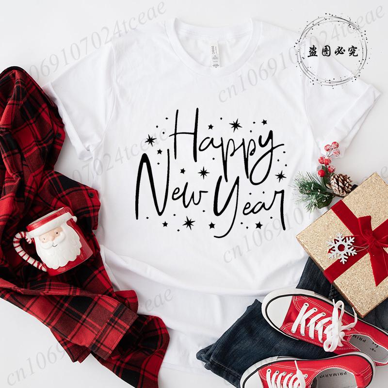 Hello 2026 Happy New Year Crew T-shirt Men's Women Shirts Clothes Casual Fashion Hip Hop Streetwear Tshirt GoodBye 2025 Outfit