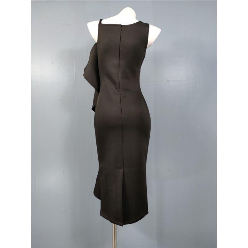 Export Single Super High Texture Ruffles Slim-Fit Figure Flattering Dress Light Space Cotton Dress Camisole Gown Long Dress