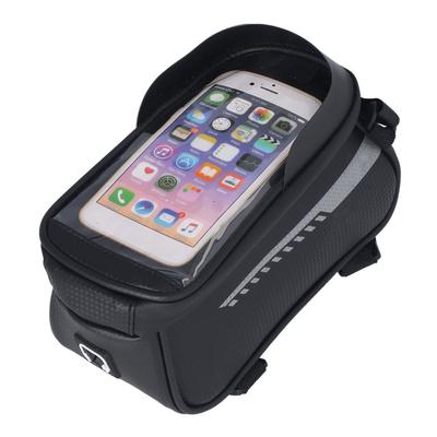 Borsa per telefono da bici in EVA con guscio rigido, doppia cerniera, impermeabile, touch screen, grande capacità, supporto per telefono da bici