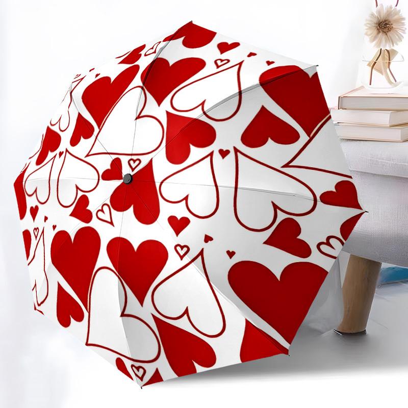 1pc Heart Circle Automatic Opening/Closing Umbrella with Operation & Windproof Canopy yy260311043
