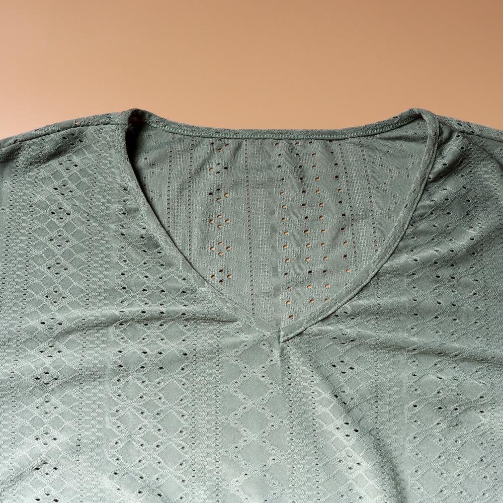 GMXIA Women's Fashion Casual Solid Color Print Short Sleeve V-Neck T-shirts and Tops