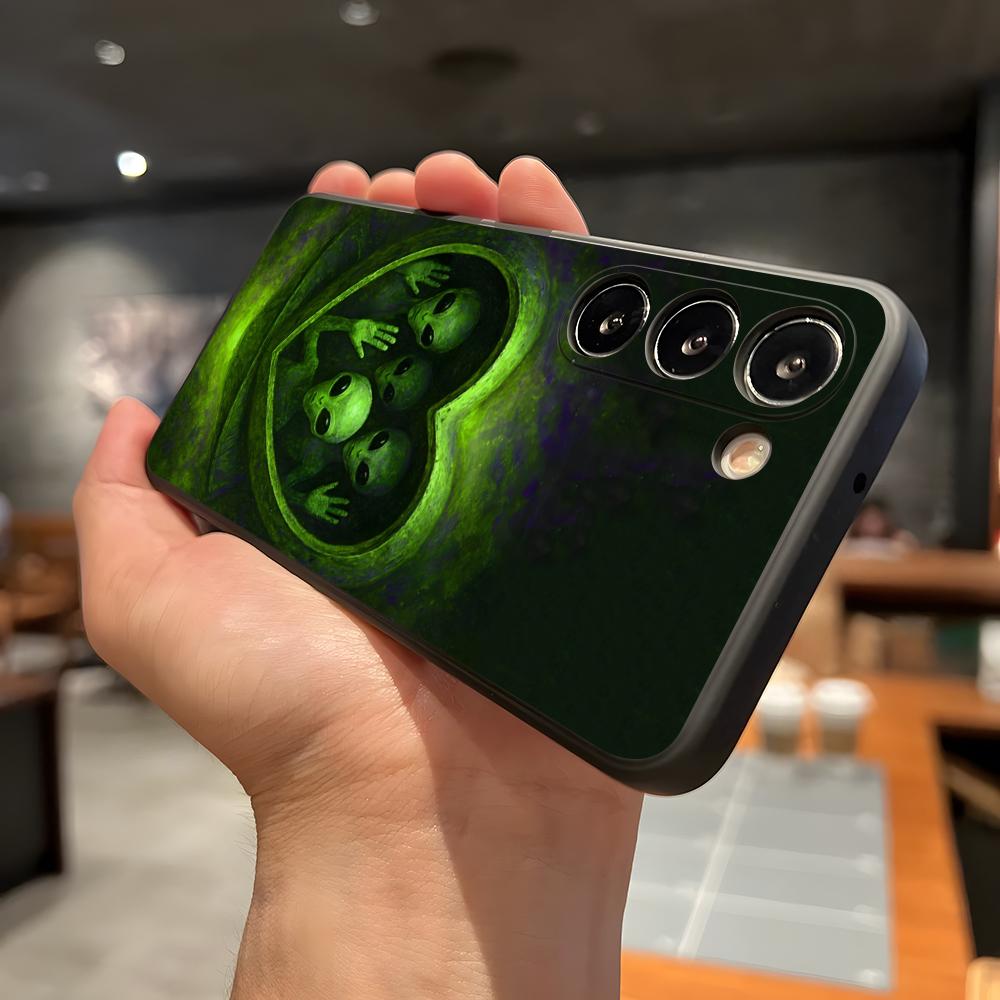 Funny Space UFO Alien Thing Phone Case For Samsung A56 A36 A26 A16 A15 A25 A35 A55 A14 A34 A24 A54 Black Soft Shell