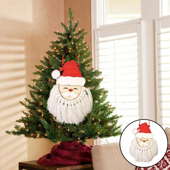 

Подвеска с кисточкой Санта-Клауса и ремешком креативной формы, гладкий край, деревянный подвесной орнамент, товары для рождественской вечеринки