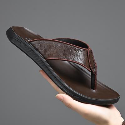 Mode Sommer Casual Mode Weiche Sohlen Rutschfeste Outdoor Strand Herren Sandalen Designer Neue Luxus Weiche Leder Herren Flip-Flops