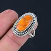 Orangefarbener Kupfer-Türkis-Edelstein-Ring aus massivem 925er-Sterlingsilber, ovaler Edelstein, handgefertigter Statement-Ring für Frauen und Mädchen