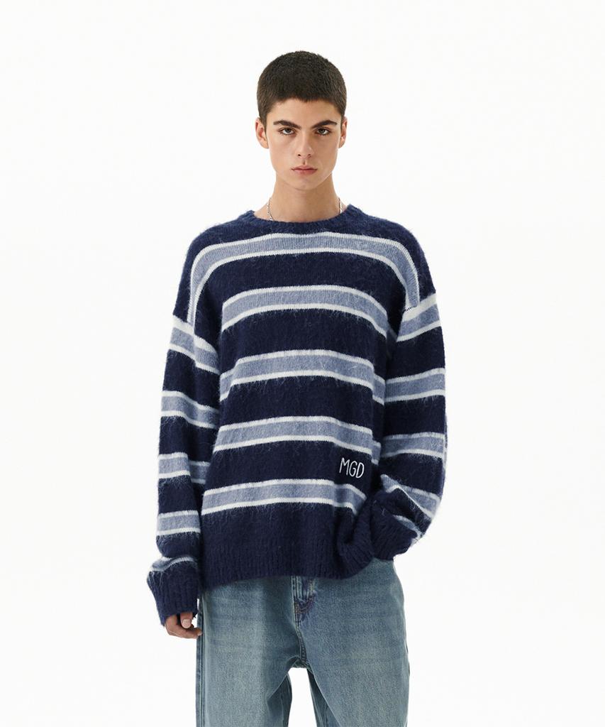 MAHAGRID Hairy Stripe Knit Sweater Navy(Mg2Ffmk600A)