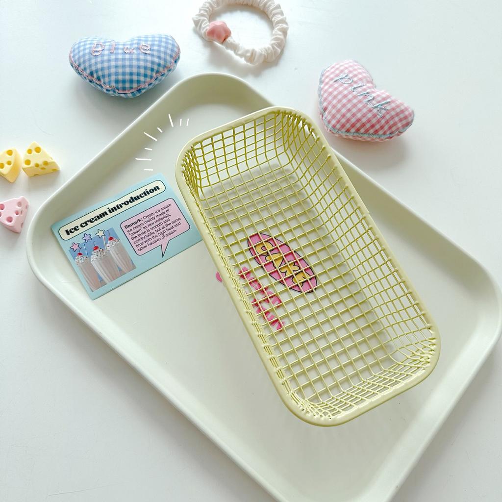 Wrought Iron Storage Basket Miscellaneous Stationery Finishing Storage Box Desktop Decoration Photography Props Storage Basket