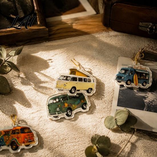 Holiday Home Decorations 24-Day Camping Van Advent Calendar Retro Acrylic Hanging Ornament Set with RV Countdown 24 Unique Designs Christmas