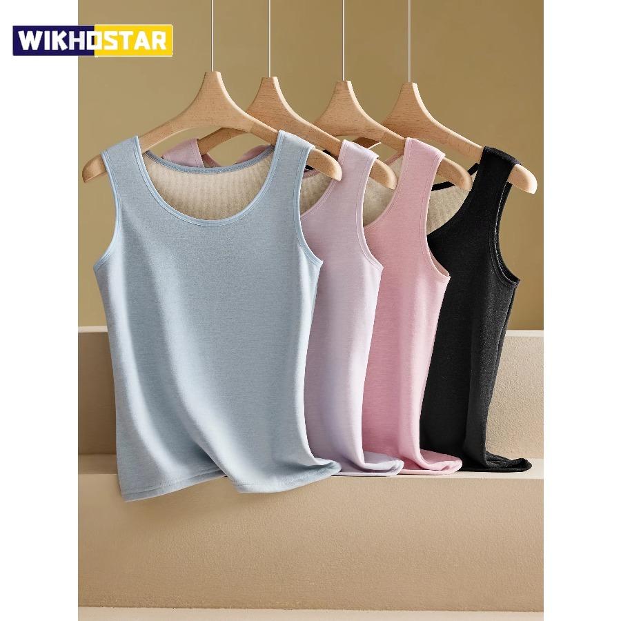 Women's Thermal Vest, Double-Layered, Fleece-Lined, Thickened, Warm Outerwear, Heat-Generating, Sleeveless Base Layer Top