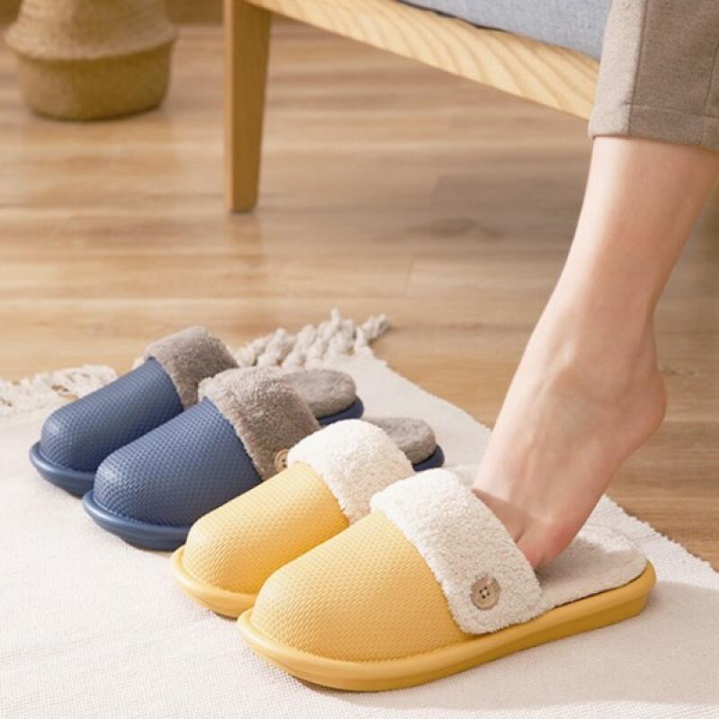 Теплые меховые домашние офисные тапочки на зиму Women s Yellow