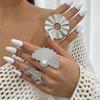 Salircon Anello Vintage Geometrico Colore Oro a Forma di Ventaglio per Donna Design di Personalità Anello Regolabile in Metallo a Forma di Piuma Gioielli di Tendenza