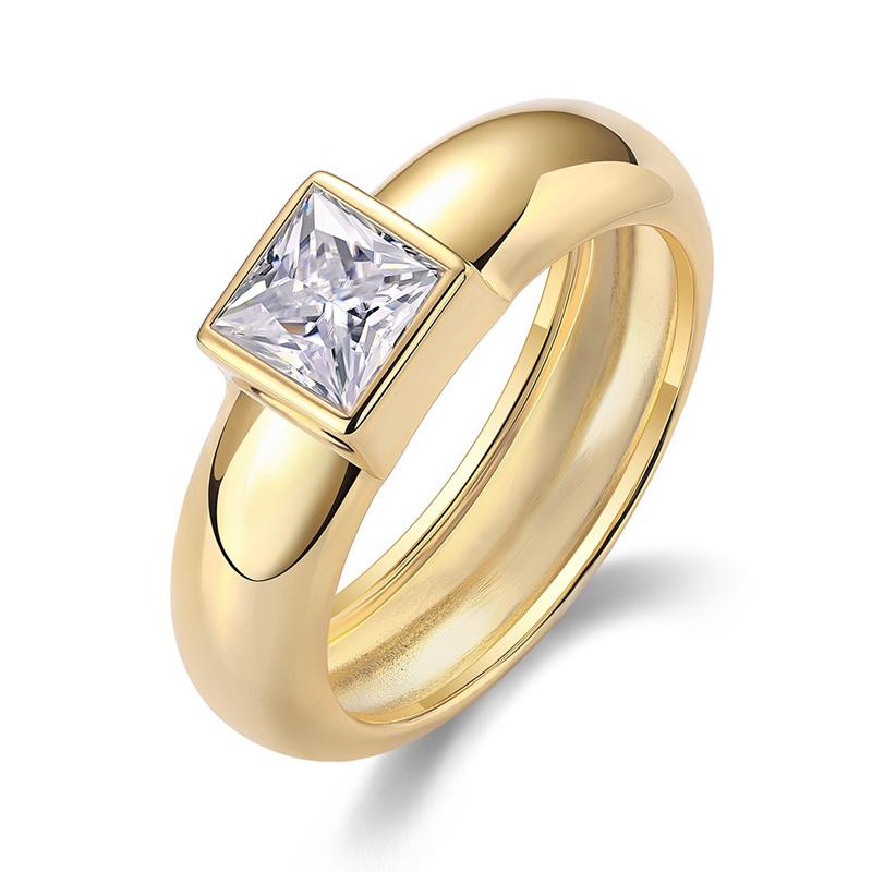 Nabest Fine Jewelry 18k Gold Plated CopperChunky Ring GRA Certificate Ict Out VVS D Color Moissanite Women Ring