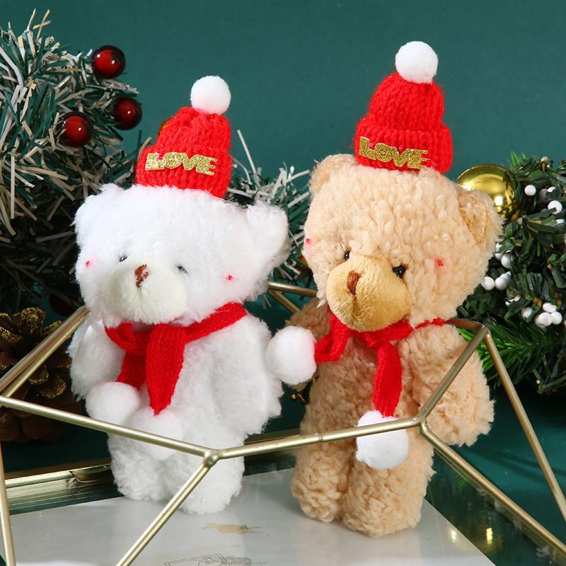 Adorable Plush Christmas Bear Pendant With Colorful Scarves And Hats Perfect For Holiday Decor