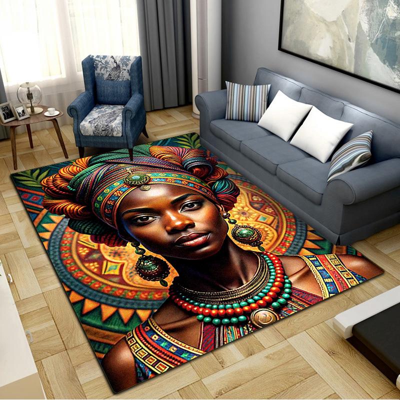 African Women Carpet Rug for Living Room Bedroom Home Sofa Decoration,Kids play Non-slip Floor Mat