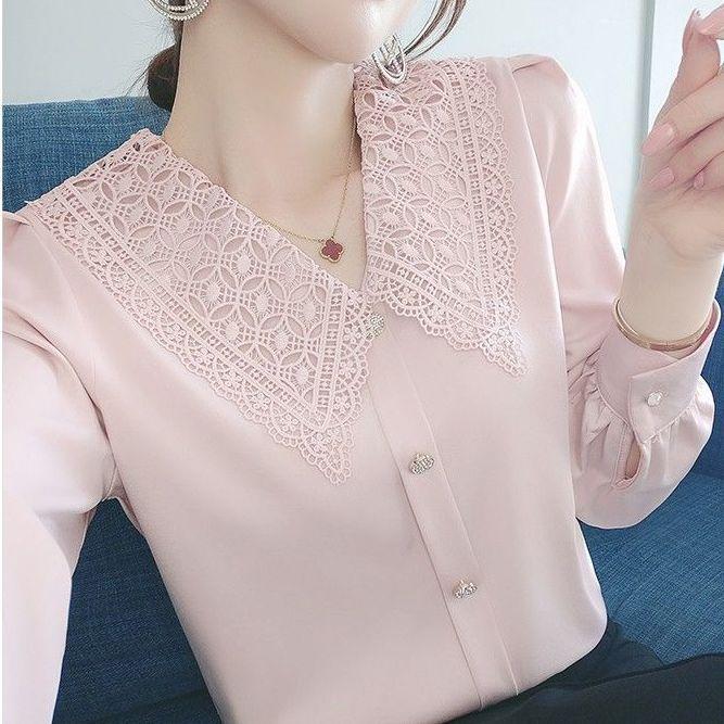 Temperament Versatile Chiffon Shirt for Women Base Shirt Doll Collar Shirt