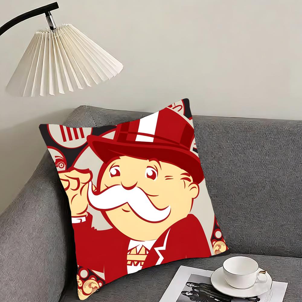 Monopoly Cushion Cover Reversible Plush Pillow Cover – For car, sofa, bedroom, perfect as a gift.