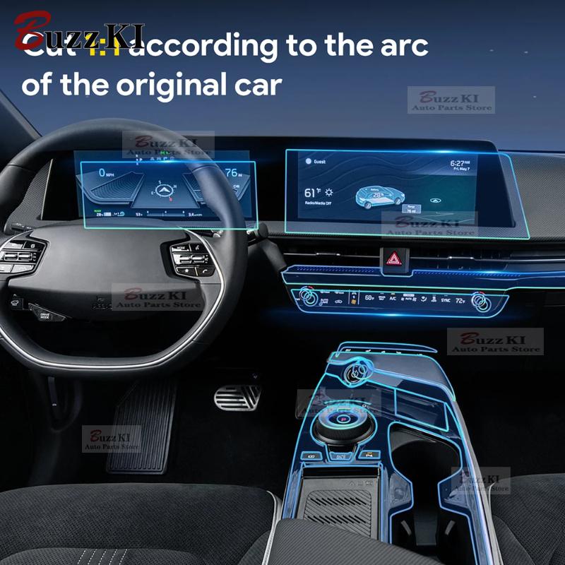 TPU Interior Film for KIA EV6 2024 Car Clear Stickers Center Console Screen Dashboard Gear Door Windows Panel Decal