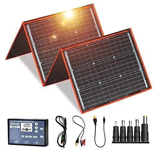 DOKIO 160W Kit Panneau solaire pliable portable monocristallin avec 2 ports USB Pour Plein air