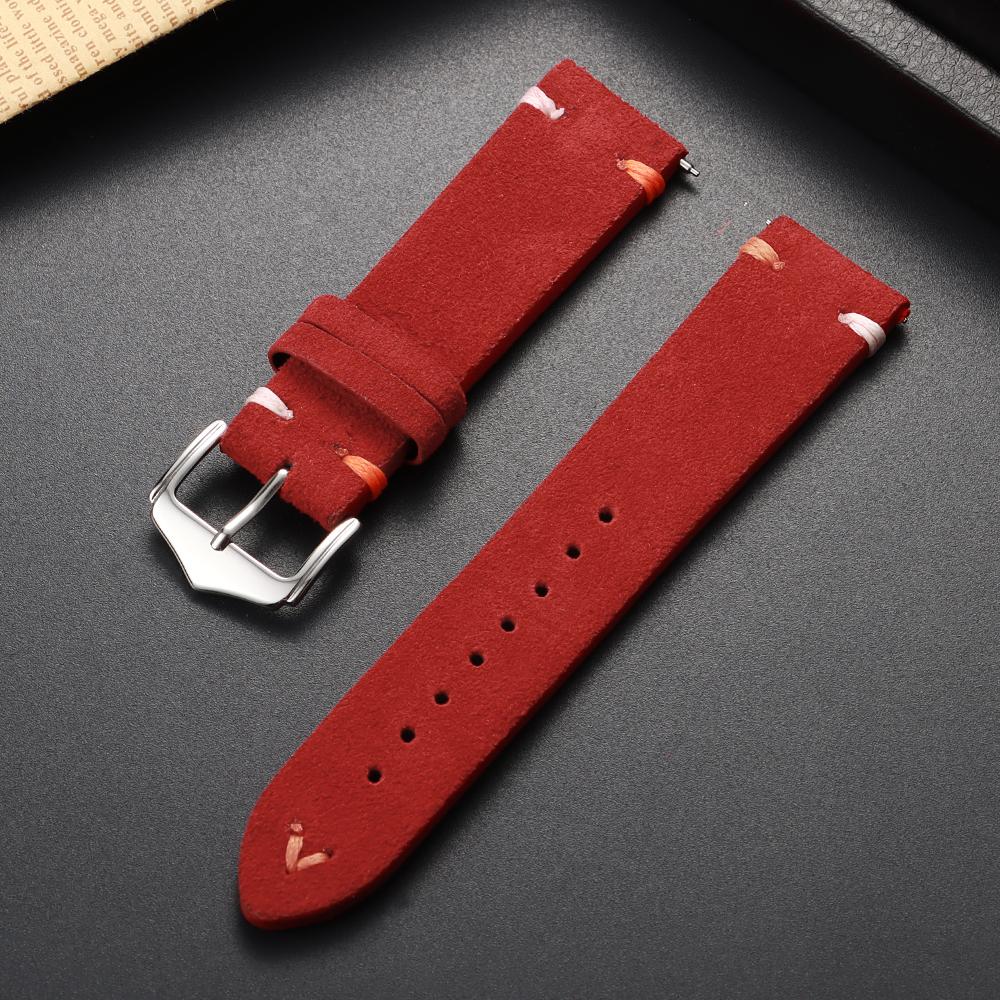 Calfskin Soft Suede Strap Watch Band 18mm 20mm 22mm Handmade Stitching Cowhide Strap for Omega for Seiko Smartwatch Wristband