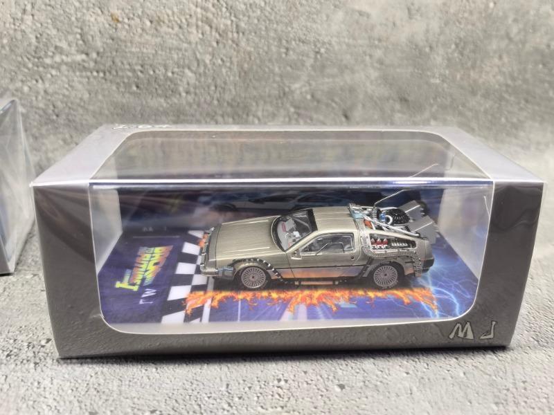MJ 1/64 Legierung Zurück in die Zukunft Zeitmaschine DMC-12 Diecast Modellauto Klassisches Metall Präzisionsfahrzeug Sammlung Display Geschenk