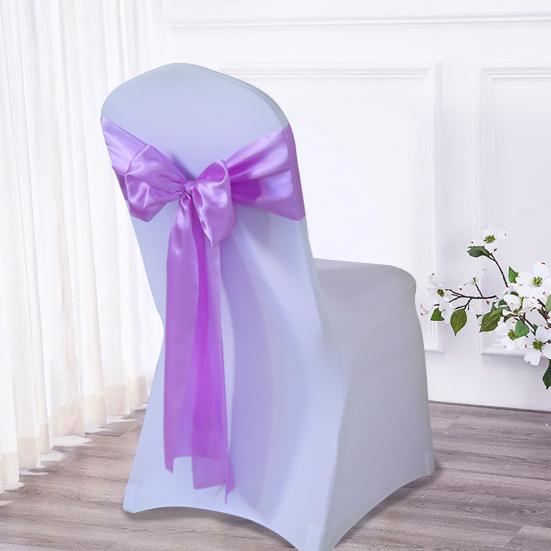 Elegantní mašle na opěradlo židle Prodyšný umělý hedvábí a satén Svatba Banket Stuhy na židle Party potřeby