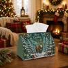 1pc Rustic Winter Woodland Tissue Box - Reindeer Pine Tree Snowfall Napkin Storage Box, Suitable for Rolls/facial Tissues/single Sheets,available for 