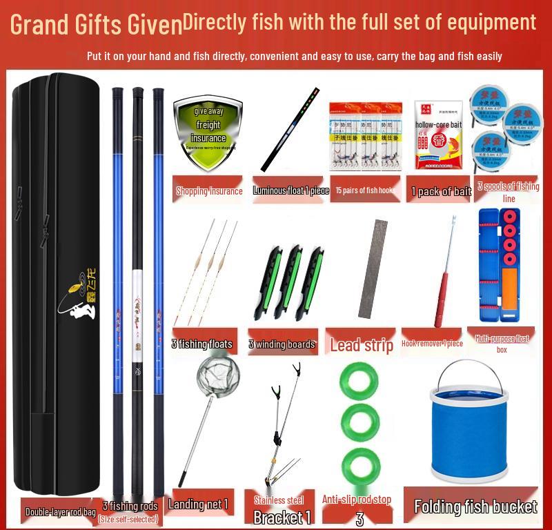 Beginner's Super Hard Short Section Fishing Rod Set for Big Fish