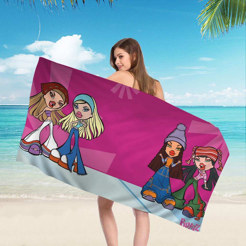 Lovely Doll Bratz Beach Towel Colorful Bath Towels For Girl Microfiber Quick Dry Custom Sand Free Beach Yoga Spa Gym Pool