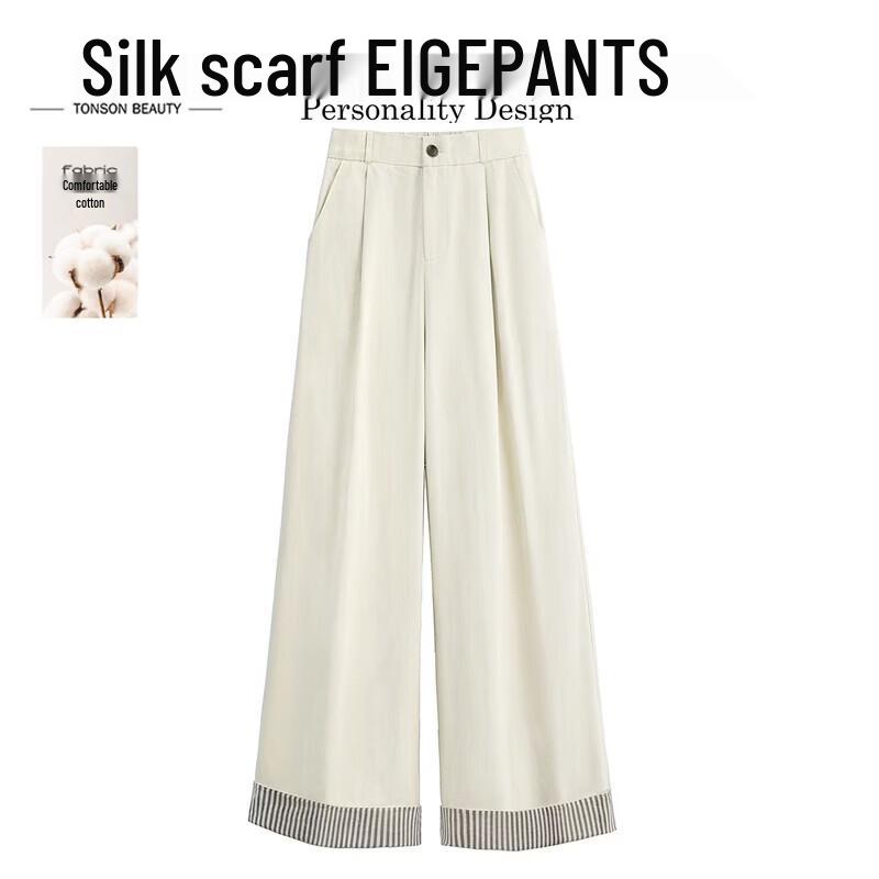Women s High-Waist Striped Wide-Leg Casual Pants S