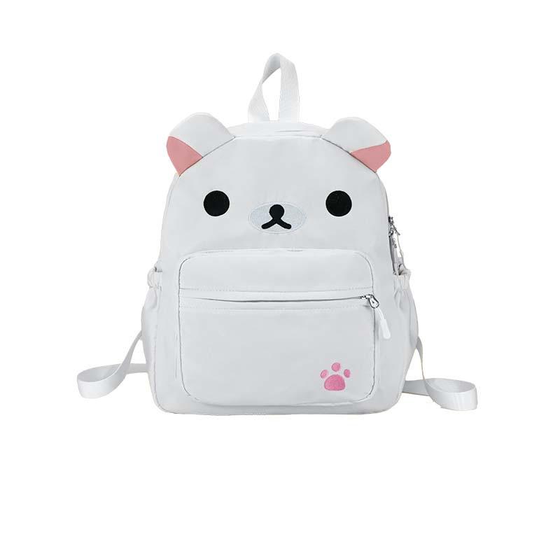 Schoolbag Japanese Cute Canvas Brown Milky White Large Capacity Bear Versatile Student Soft Girl Backpack Cartoon Schoolbag Backpack